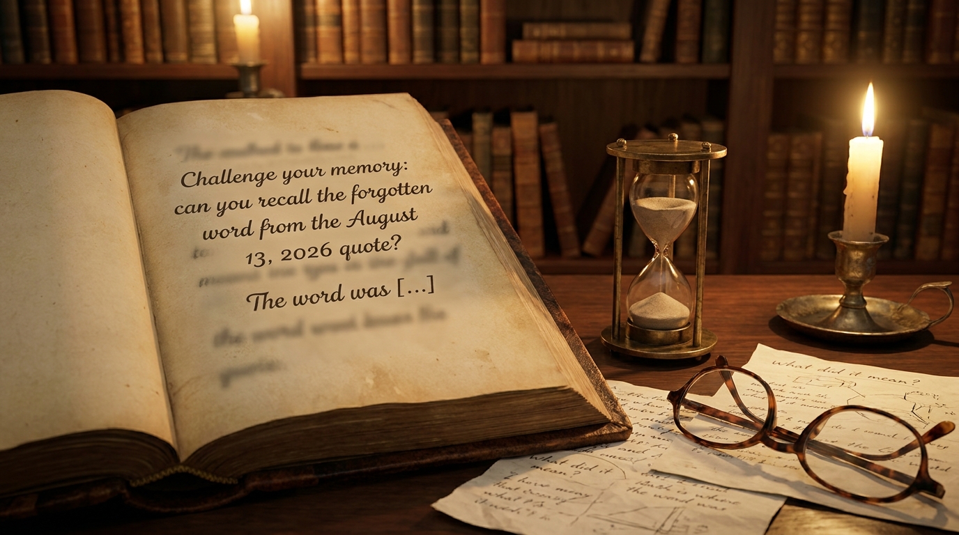 testez votre mémoire en retrouvant le mot manquant de la citation du 13 août 2026. un défi captivant pour stimuler votre esprit et vos souvenirs.